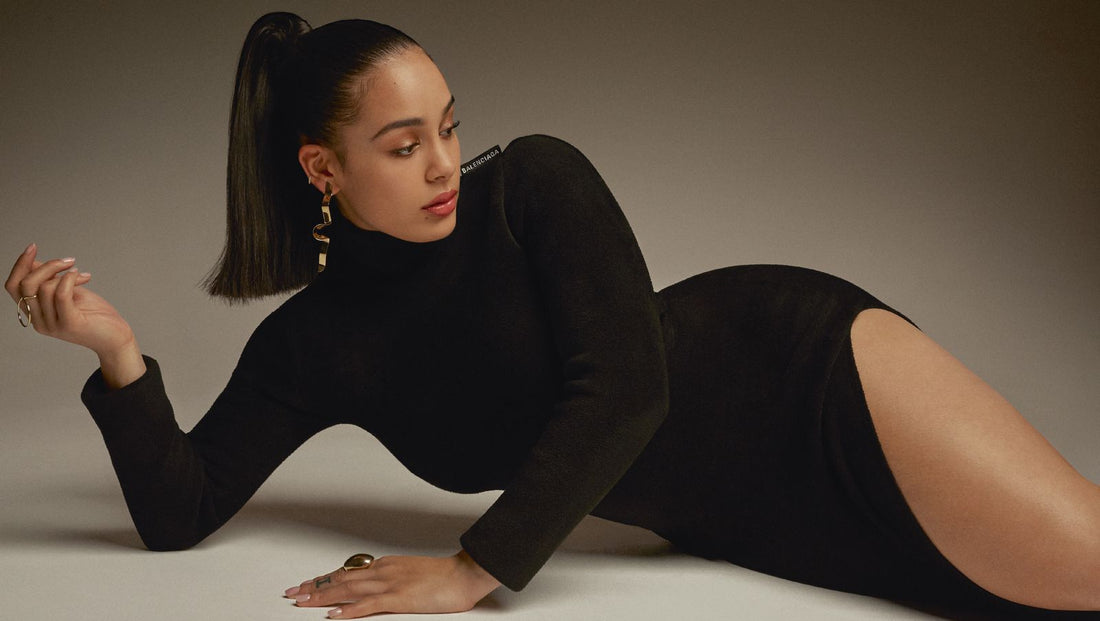 Jorja Smith wearing scandinavian jewellery designer Sara Robertsson in ELLE UK