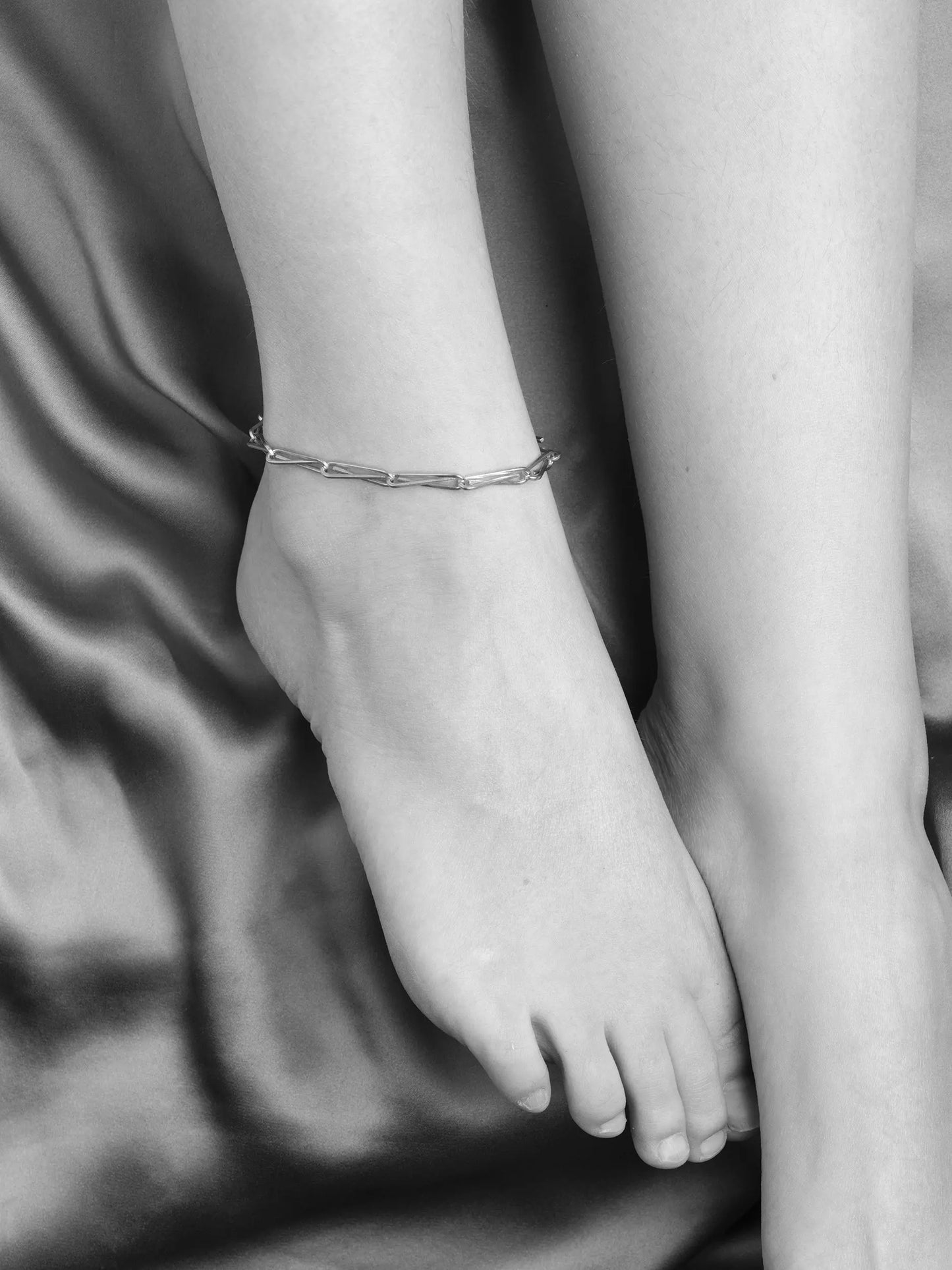 String Chain Anklet In Silver Sara Robertsson Jewellery