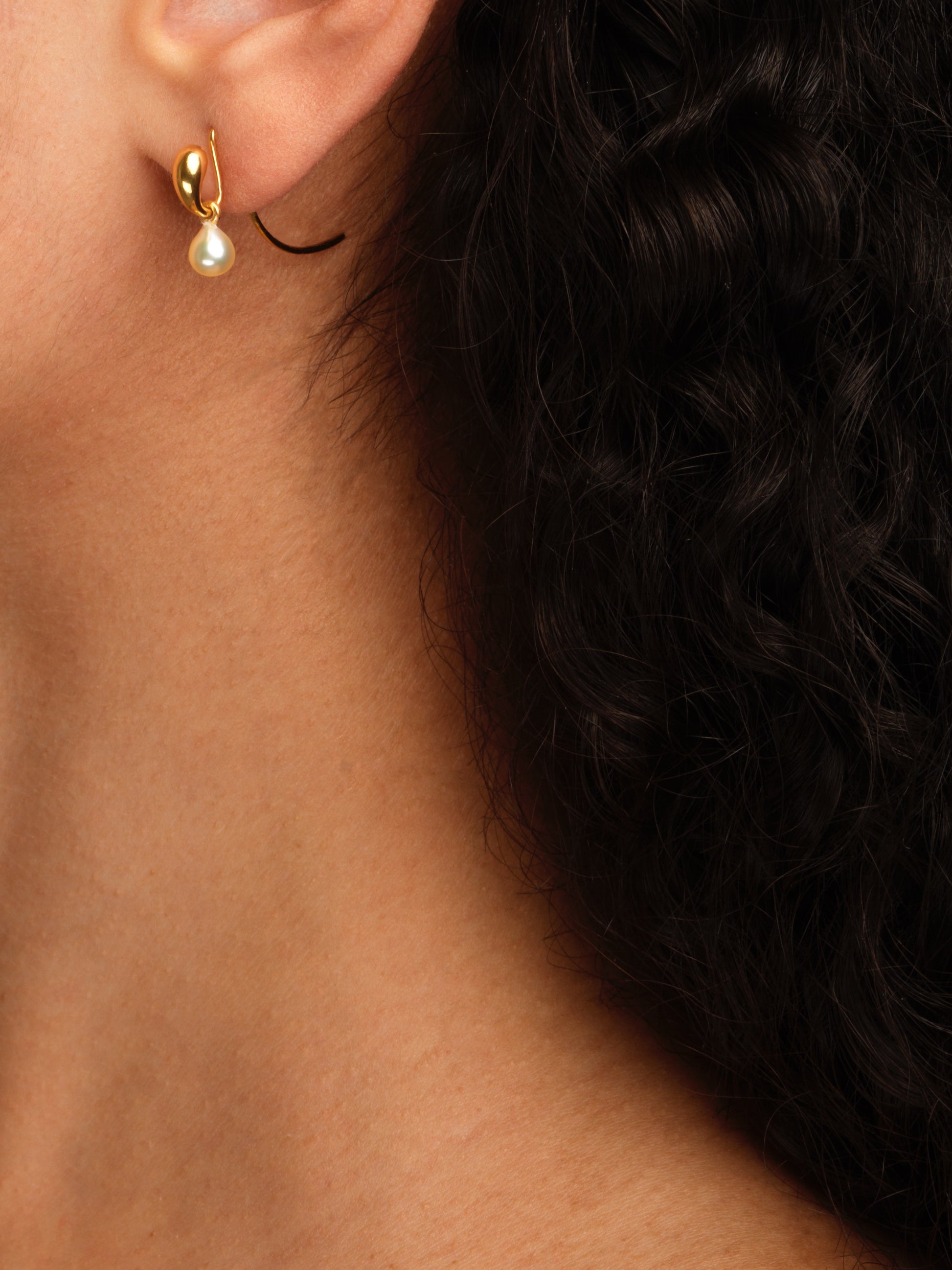 Closure Hook Earrings with golden akoya pendants by Sara Robertsson Jewellery