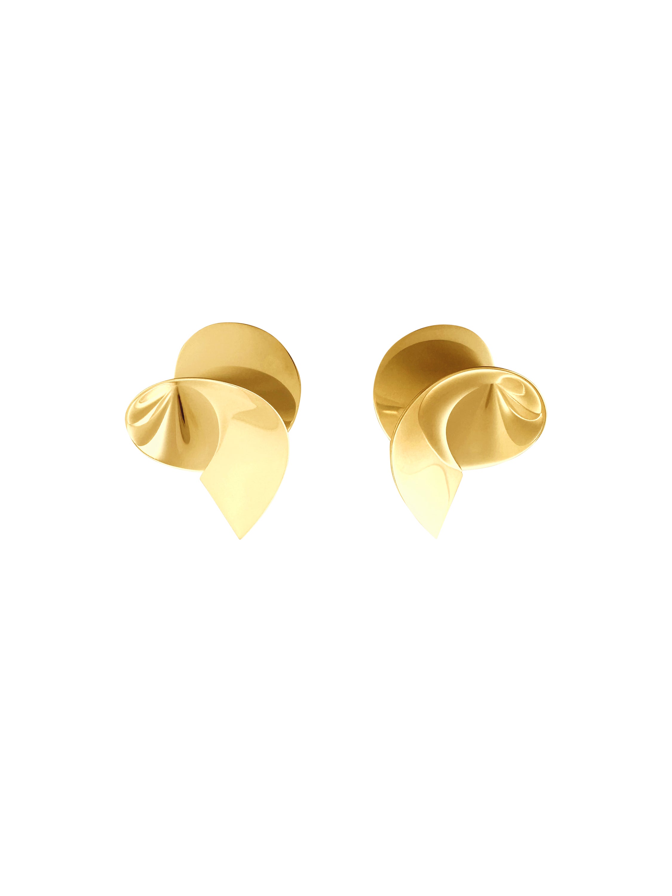 Coil sculptural handmade earrings in gold vermeil by Sara Robertsson Jewellery