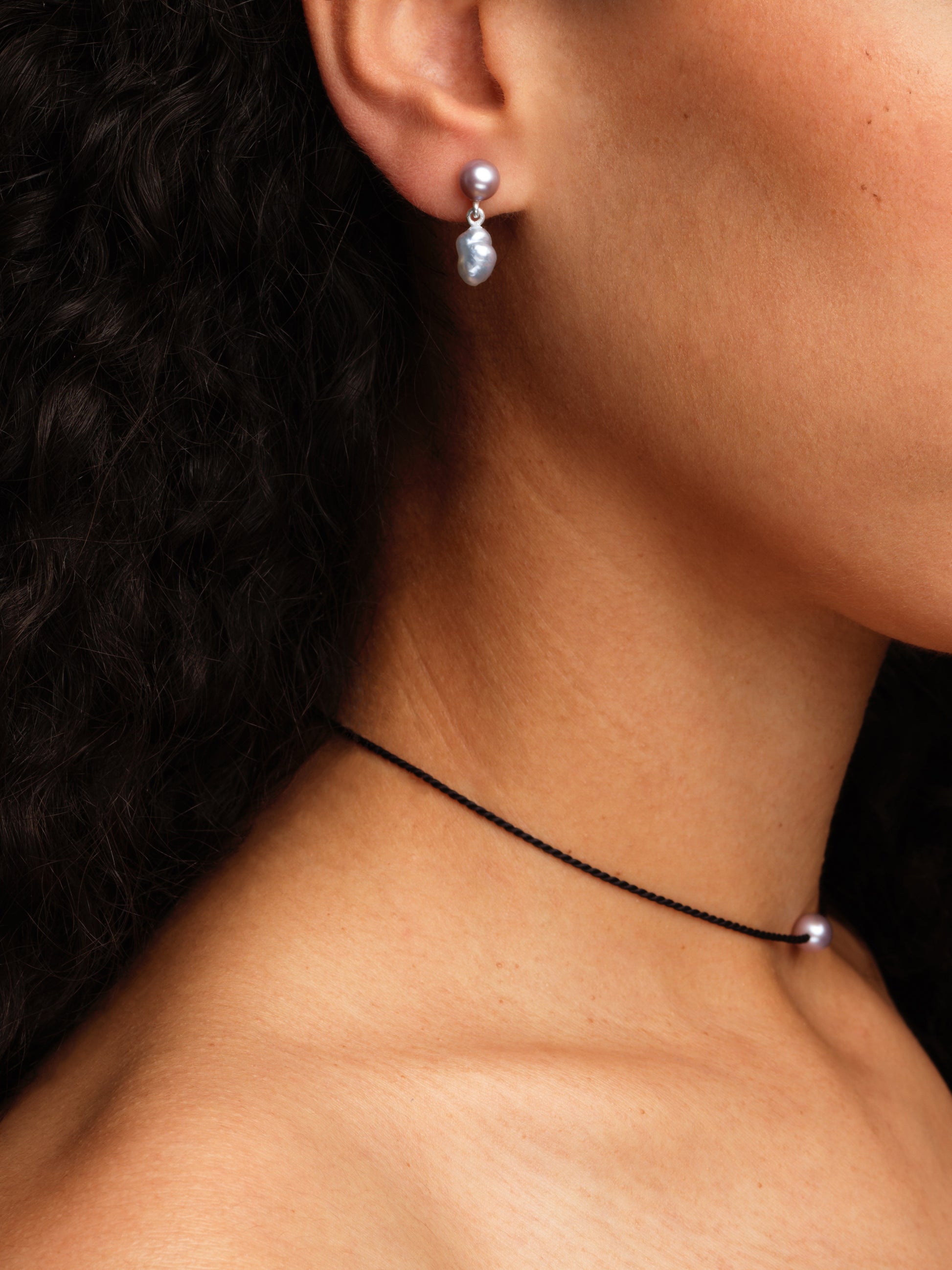 Single Pearl Necklace on Silk String by Sara Robertsson Jewellery