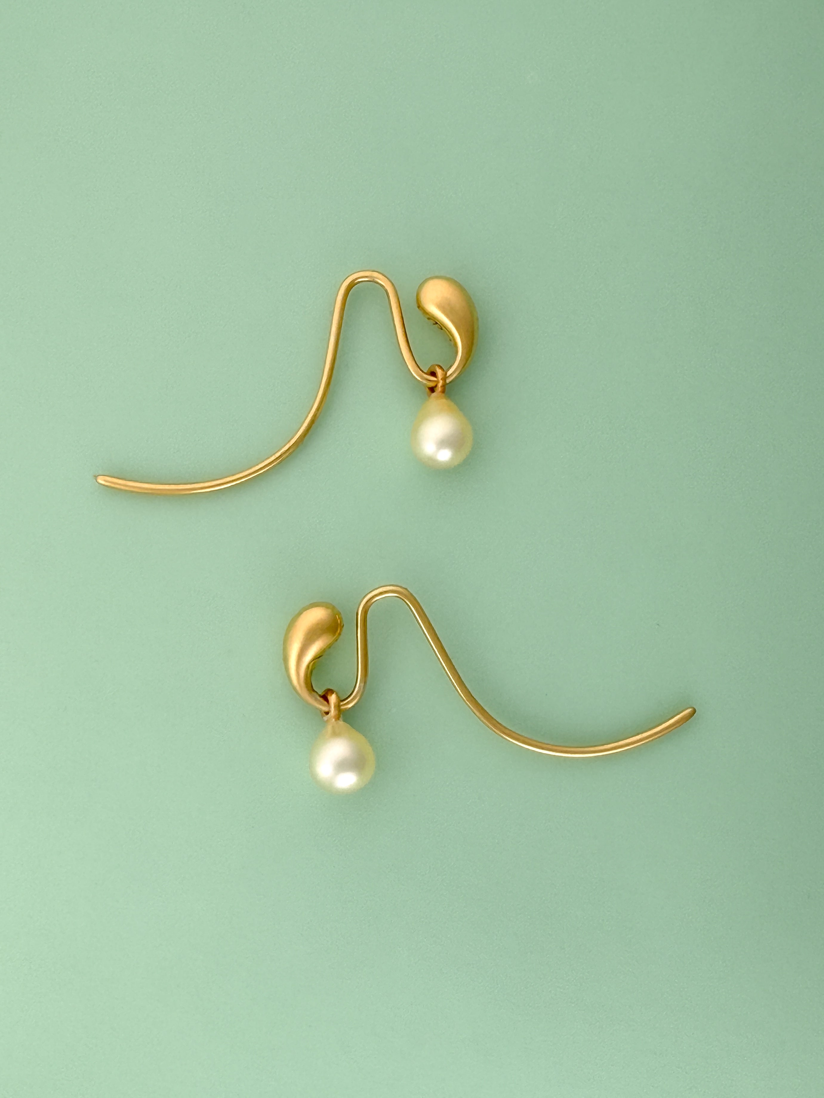 Pendant Earrings Gold With Golden Akoya Pearl