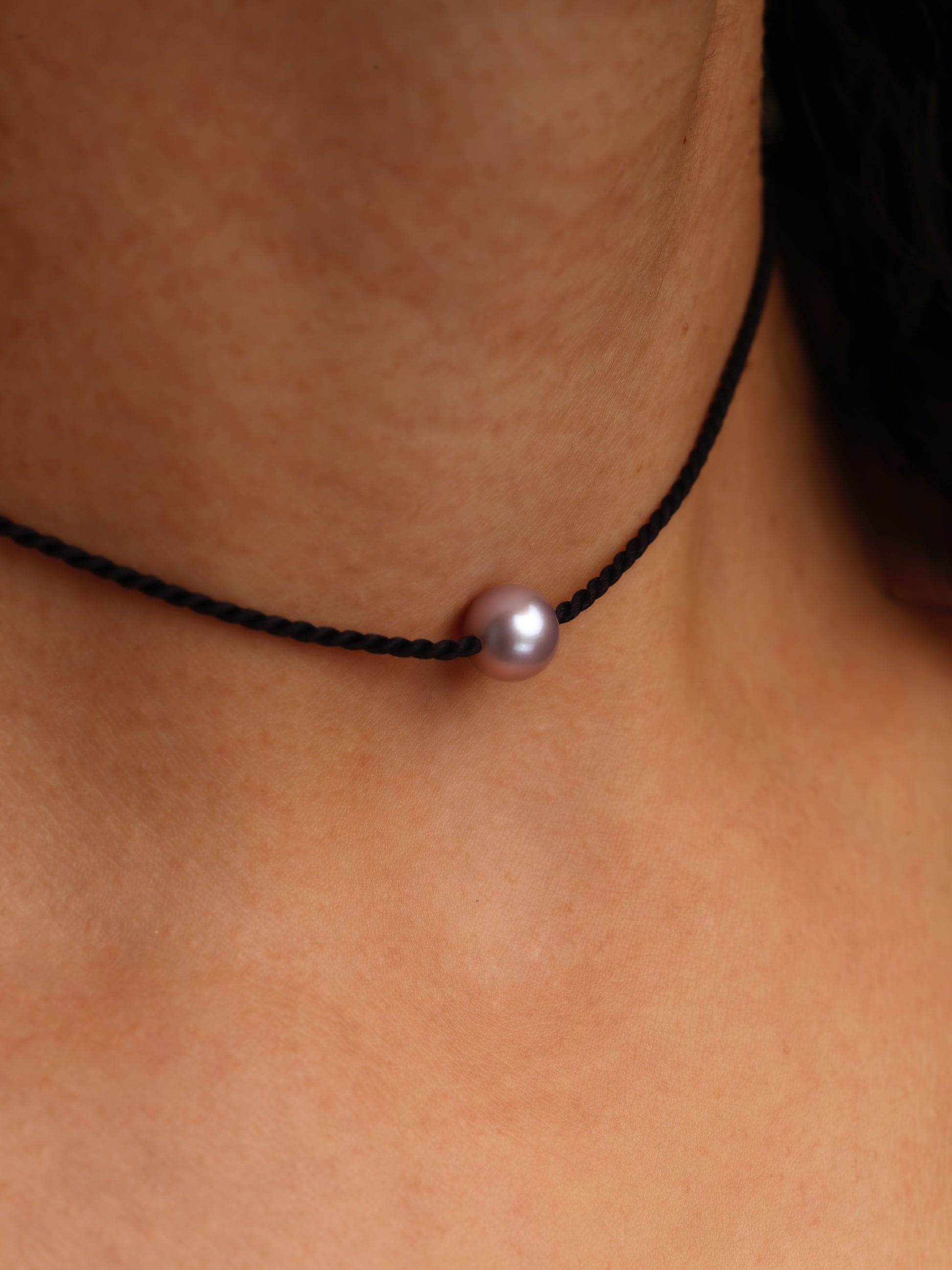 Single Pearl Necklace on Silk String by Sara Robertsson Jewellery