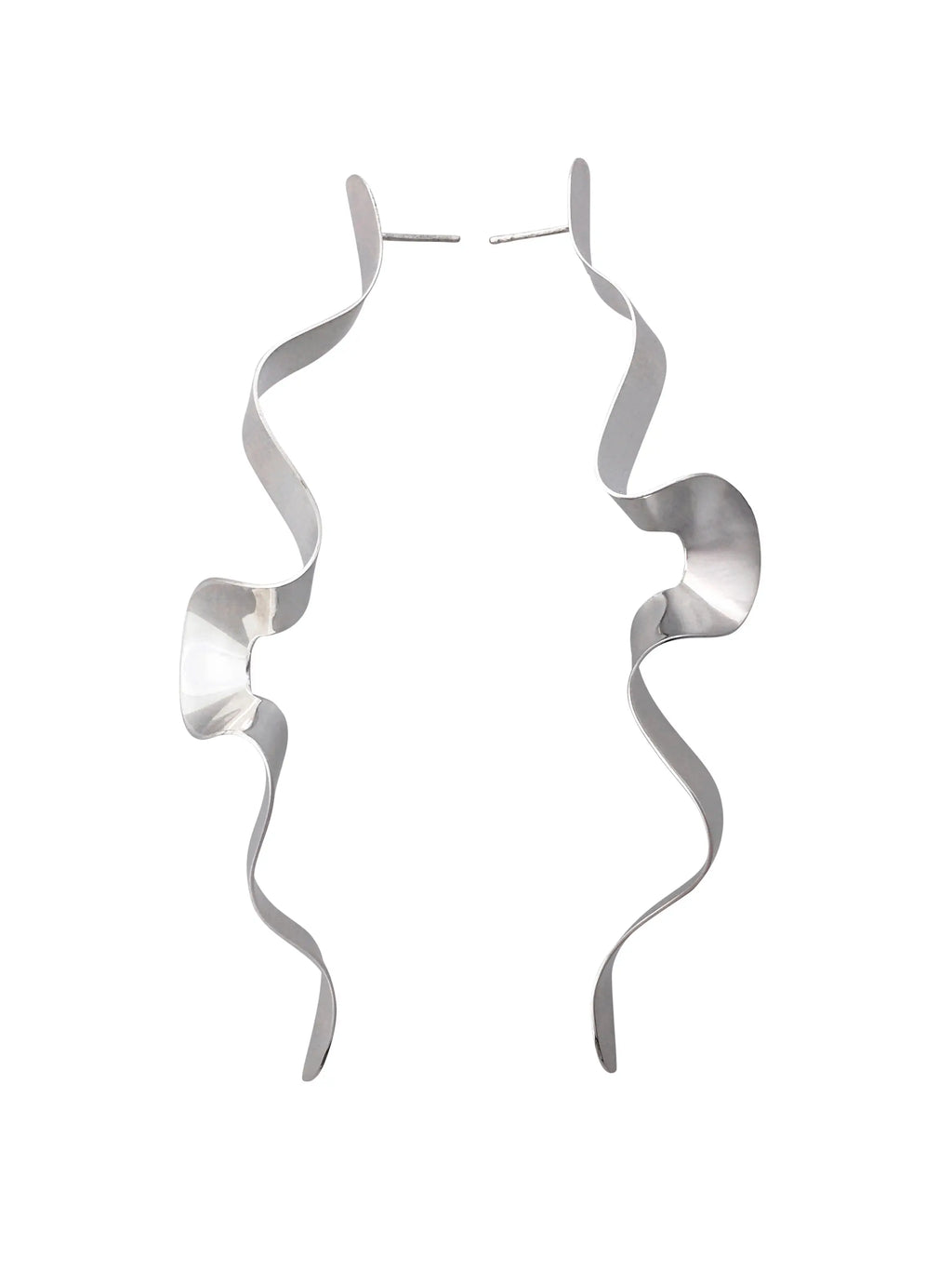 Serpentine sculptural handmade elegant Earrings In Silver Sara Robertsson Jewellery