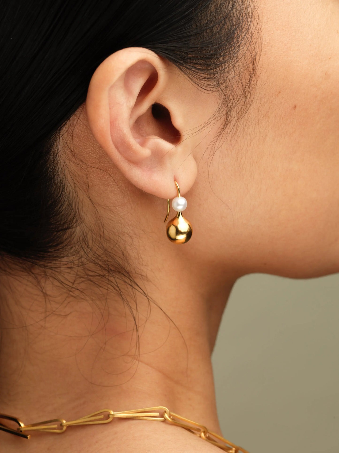 Sintra Earrings In Gold Vermeil With Freshwater Pearl Sara Robertsson Jewellery