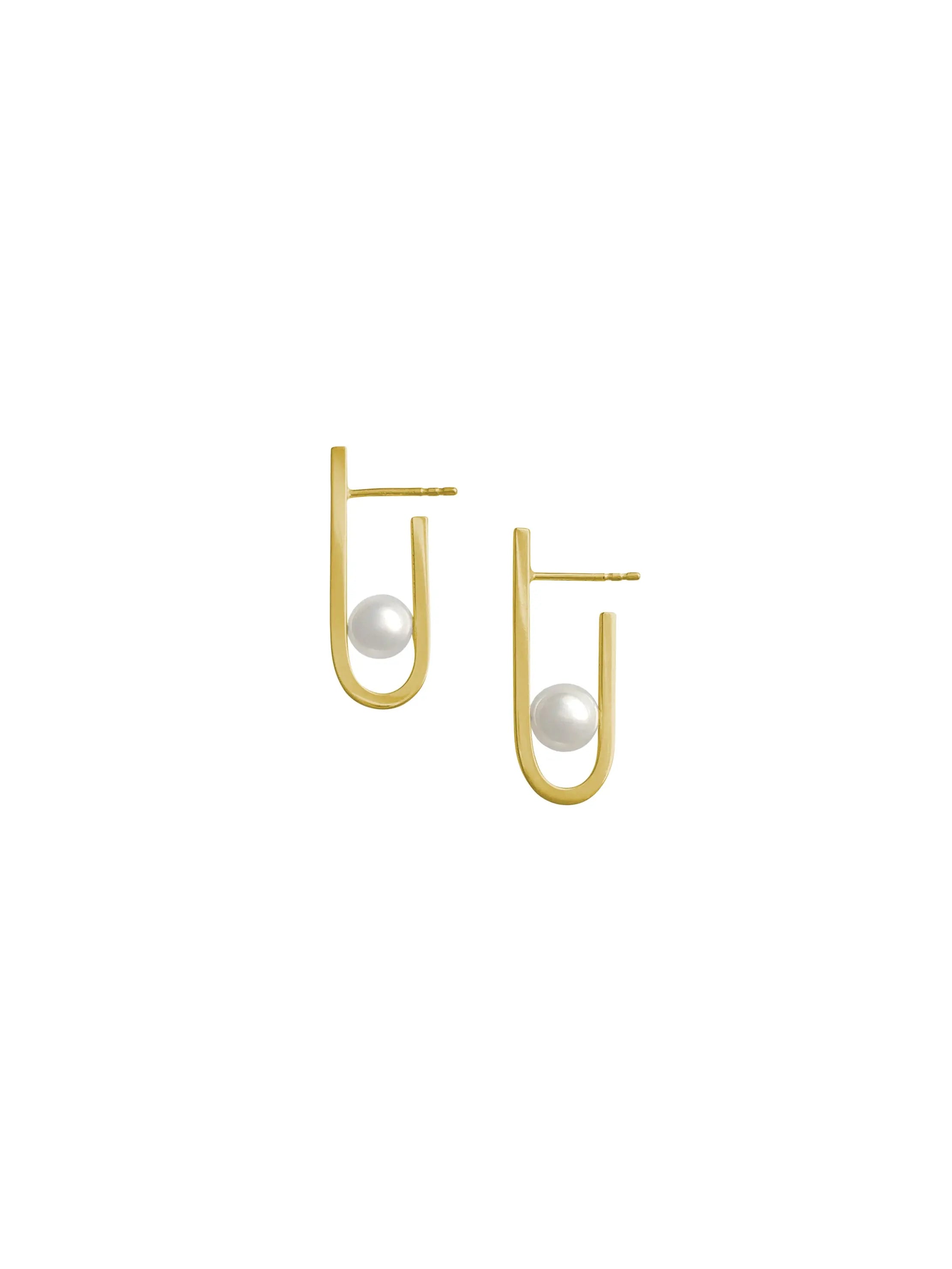 String Earrings In Gold Vermeil With Freshwater Pearl Sara Robertsson Jewellery