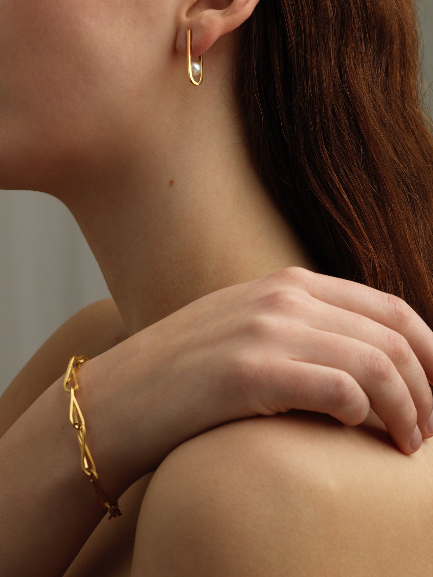 String Earrings In Gold Vermeil With Freshwater Pearl Sara Robertsson Jewellery