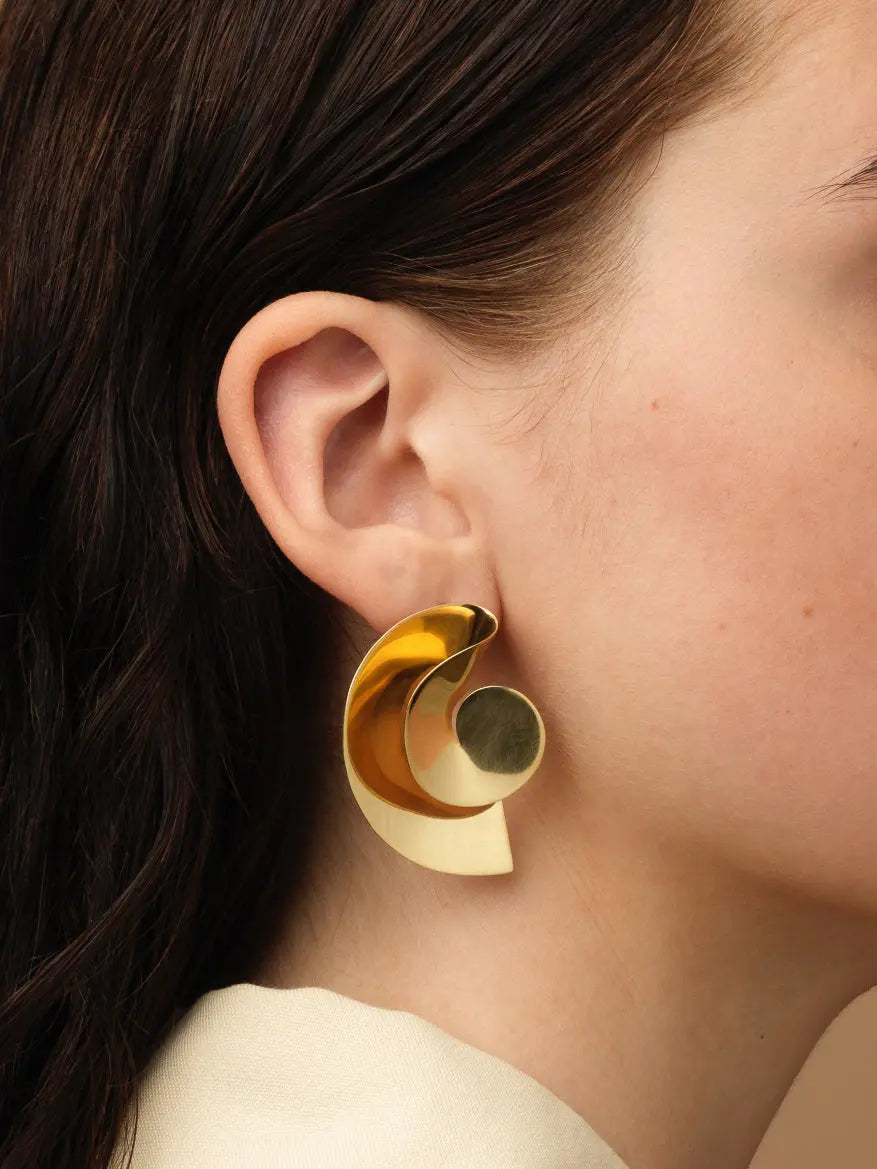Sun II sculptural handmade Earrings In Gold Vermeil Sara Robertsson Jewellery