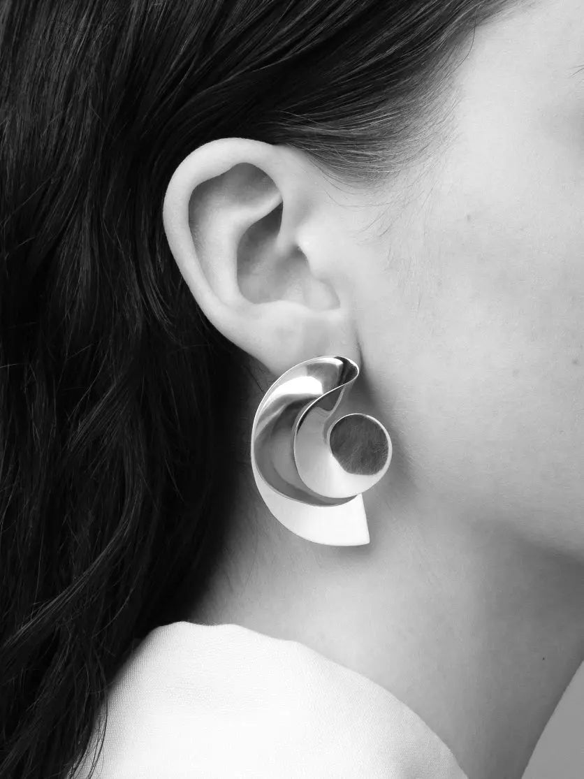 Sun II sculptural handmade Earrings In Silver Sara Robertsson Jewellery